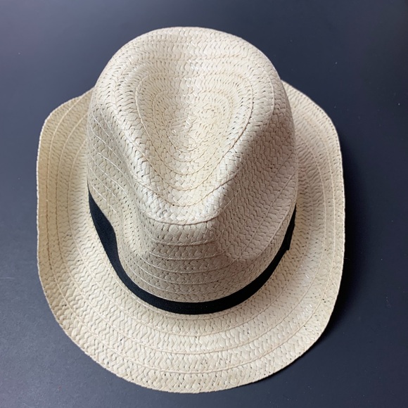 hP] FEDORA BLACK RIBBON WOVEN STRAW HAT - Picture 3 of 7